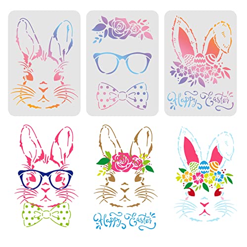 FINGERINSPIRE 3pcs Osterhasen Zeichnung Malschablonen 29,7x21cm Frohe Ostern Schablonen Dekoration Quadratische Ostern Rabhit Schablonen zum Malen auf Holz, Boden, Wand und Stoff von FINGERINSPIRE