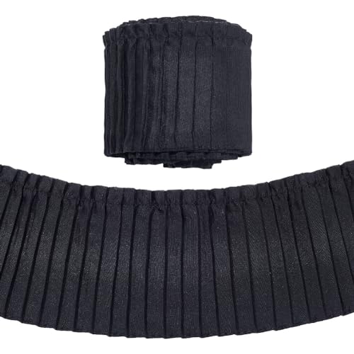 FINGERINSPIRE 4,5 m gerüschtes Spitzenband, 8,9 cm breit, schwarzes Polyester-Chiffon-Gewebe, Spitze, plissiert, gerafftes Stoffband für Kleidungsverlängerung und Basteln, Nähen, Brautschmuck, FINGERINSPIRE 4,5 m gerüschtes Spitzenband, 8,9 cm breit, schwarzes Polyester-Chiffon-Gewebe, Spitze, plissiert, gerafftes Stoffband für Kleidungsverlängerung und Basteln, Nähen, Brautschmuck, von FINGERINSPIRE