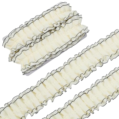 FINGERINSPIRE 4,57 m Polyester-Spitzenborte, 65 mm breit, doppellagig, gerafft, Rüschenband, plissierter Spitzenrand zum Nähen, Kleid, Kragen, Hochzeit, DIY, Verzierungen FINGERINSPIRE 4,57 m Polyester-Spitzenborte, 65 mm breit, doppellagig, gerafft, Rüschenband, plissierter Spitzenrand zum Nähen, Kleid, Kragen, Hochzeit, DIY, Verzierungen von FINGERINSPIRE