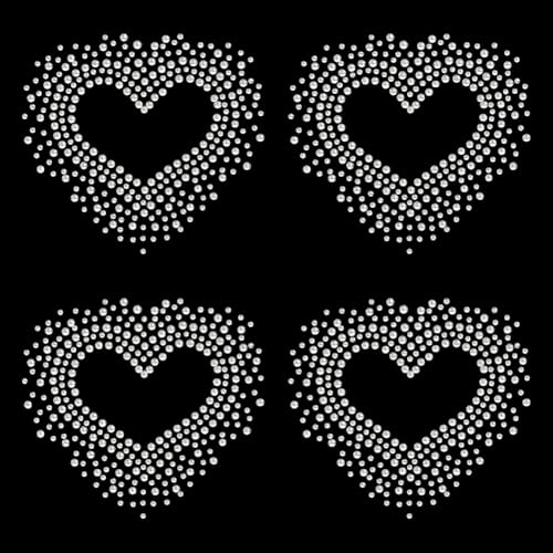 FINGERINSPIRE 4 Bogen Herz Glitzer Strass Bügelbilder 16 Stück Liebesherz Naher Osten Strass Hotfix Applikationen Flache Runde Kristall Strass Hotmelt Patches Für Kleidung von FINGERINSPIRE