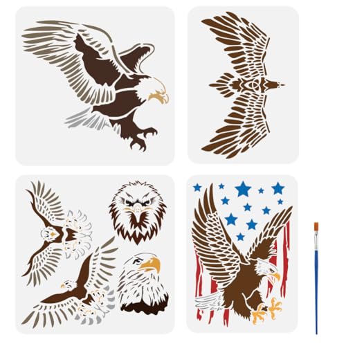 FINGERINSPIRE 4 Malschablone Mit Adler Design Und 1 Kunststoff Pinseln In 2 Größen Schablone Mit Flatterndem Adler Schablone Mit Adler Muster Zum Malen Auf Holz Wänden Möbeln Heimwerker Dekoration FINGERINSPIRE 4 Malschablone Mit Adler Design Und 1 Kunststoff Pinseln In 2 Größen Schablone Mit Flatterndem Adler Schablone Mit Adler Muster Zum Malen Auf Holz Wänden Möbeln Heimwerker Dekoration von FINGERINSPIRE