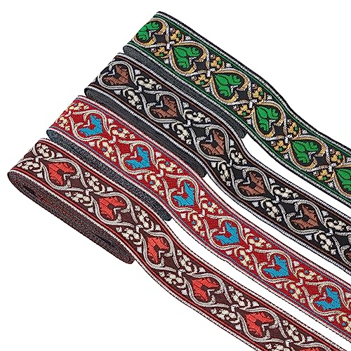 FINGERINSPIRE 4 Rolle Stickerei Jacquard Besatz 14 m X 33 mm Grün Kokosnussbraun Schwarz Schamottestein Vintage Jacquard Bandbesatz Ethno Stil Herzmuster Stoff Für DIY Handwerk Nähzubehör FINGERINSPIRE 4 Rolle Stickerei Jacquard Besatz 14 m X 33 mm Grün Kokosnussbraun Schwarz Schamottestein Vintage Jacquard Bandbesatz Ethno Stil Herzmuster Stoff Für DIY Handwerk Nähzubehör von FINGERINSPIRE