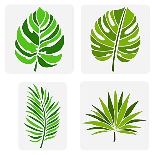 FINGERINSPIRE 4 Stk Tropical Leaf Schablonen 2 Größen Farnblatt Schablonen, Plastik Palmblatt Muster Malschablone, Wiederverwendbare Schablone Mit Großen Botanischen Blättern Für Heimwerkermöbel FINGERINSPIRE 4 Stk Tropical Leaf Schablonen 2 Größen Farnblatt Schablonen, Plastik Palmblatt Muster Malschablone, Wiederverwendbare Schablone Mit Großen Botanischen Blättern Für Heimwerkermöbel von FINGERINSPIRE