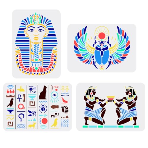 FINGERINSPIRE 4 Stück Ägypten Malschablone 21x29.7 cm Ägyptische Schrift Ägypten Pharao Vorlage Skarabäus Tutanchamun Maske Ägyptisches Symbol Schablone Zum Malen Auf Holz Wand Stoff Möbeln FINGERINSPIRE 4 Stück Ägypten Malschablone 21x29.7 cm Ägyptische Schrift Ägypten Pharao Vorlage Skarabäus Tutanchamun Maske Ägyptisches Symbol Schablone Zum Malen Auf Holz Wand Stoff Möbeln von FINGERINSPIRE