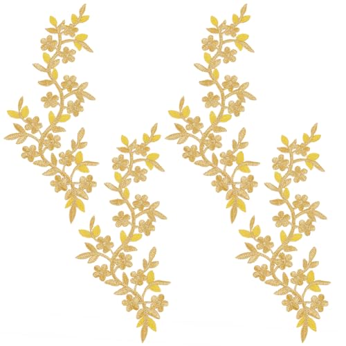 FINGERINSPIRE 4 Stück Applikationen Mit Blumenranken Zum Aufbügeln/Aufnähen Pflaumenblüten Applikationen Lange Goldene Blumenranken Mit Blättern Selbstklebende Bestickte Applikationen als Dekoration FINGERINSPIRE 4 Stück Applikationen Mit Blumenranken Zum Aufbügeln/Aufnähen Pflaumenblüten Applikationen Lange Goldene Blumenranken Mit Blättern Selbstklebende Bestickte Applikationen als Dekoration von FINGERINSPIRE
