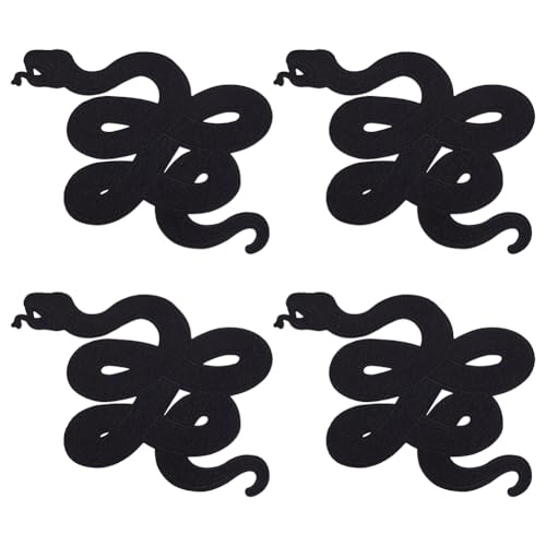 FINGERINSPIRE 4 Stück Bestickte Aufnäher Mit Mamba Schlange Mamba Schlange Zum Aufbügeln Applikation Schwarze Schlangenstickerei Nähflicken Aus Polyester Schlangenflicken Kleidungsreparatur Flicken von FINGERINSPIRE