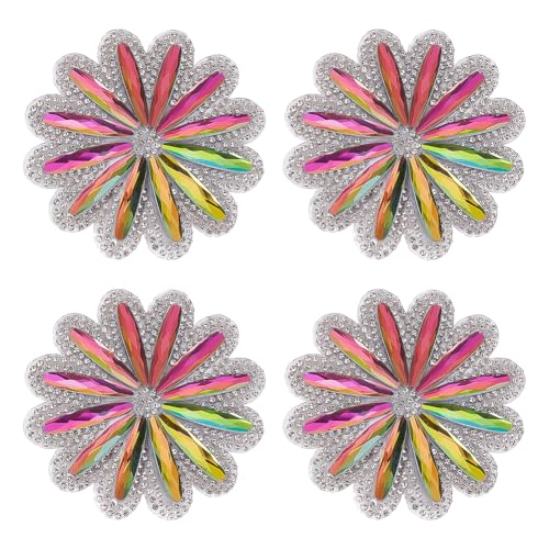 FINGERINSPIRE 4 Stück Blumen Strass Aufnäher 80x75x4.5mm Vitrail Light Floral Zum Aufbügeln Applikation Hotfix Strassbesatz Aufnäher Reparaturapplikation Für Kleidung Für Rucksack Hose Hut Jeans Den von FINGERINSPIRE