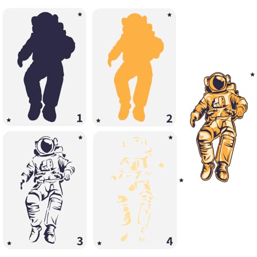 FINGERINSPIRE 4 Stück Geschichtete Astronauten Schablonen Zum Malen 21x29.7 cm Große Raumanzug Zeichnungsschablone Kunststoff PET Helmmuster Malschablone Weltraumthema Vorlage Zum Malen Auf Holz FINGERINSPIRE 4 Stück Geschichtete Astronauten Schablonen Zum Malen 21x29.7 cm Große Raumanzug Zeichnungsschablone Kunststoff PET Helmmuster Malschablone Weltraumthema Vorlage Zum Malen Auf Holz von FINGERINSPIRE