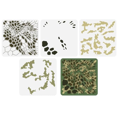 FINGERINSPIRE 4 Stück Geschichtete Camo Schablonen Vorlage 30x30 cm Sechseckige Tarn Malschablone Kunststoff Tarnpistolen Farbschablone Wiederverwendbare Schablonen Für Heimwerker Basteln Dekor von FINGERINSPIRE