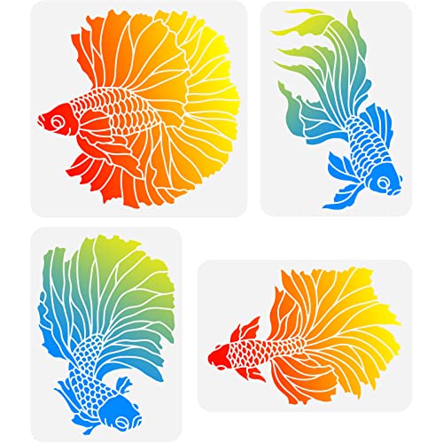 FINGERINSPIRE 4 Stück Goldfisch Schablone Goldfisch Muster Zeichnungsvorlage 2 Größen, DIY Art Fish Schablone Zur Dekoration, Tiermotiv Schablone Zum Malen An Der Wand, Holz, Stoff, Papier Und Möbel FINGERINSPIRE 4 Stück Goldfisch Schablone Goldfisch Muster Zeichnungsvorlage 2 Größen, DIY Art Fish Schablone Zur Dekoration, Tiermotiv Schablone Zum Malen An Der Wand, Holz, Stoff, Papier Und Möbel von FINGERINSPIRE