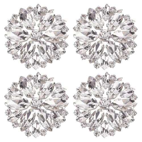 FINGERINSPIRE 4 Stück Klare Blumen Strass Applikation 45mm Eisenglas Cabochons Mit Strasssteinen Kristall Aufnäher Florale Verzierung Für Brautkleider Kostüme DIY Basteln Und Heimdekoration von FINGERINSPIRE