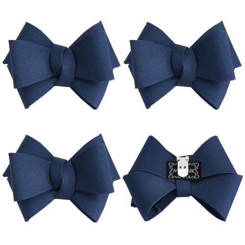 FINGERINSPIRE 4 Stück Marineblaue Schleifenknoten Schuhclips Polyesterband Schleife Schuhclip Abnehmbare Schleife Schmetterlings Schuhschnalle Hochzeit Schleife Knoten Schuhdekor Anhänger (80x63 mm) von FINGERINSPIRE