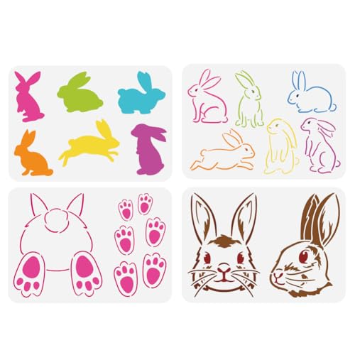 FINGERINSPIRE 4 Stück Osterhasen Malschablone 21x29.7 cm Niedliches Kaninchen Tatzenabdruck Muster Zeichenvorlage Springendes Kaninchen Dekor Schablone Zum Malen Auf Holz Wand Papier Möbeln FINGERINSPIRE 4 Stück Osterhasen Malschablone 21x29.7 cm Niedliches Kaninchen Tatzenabdruck Muster Zeichenvorlage Springendes Kaninchen Dekor Schablone Zum Malen Auf Holz Wand Papier Möbeln von FINGERINSPIRE