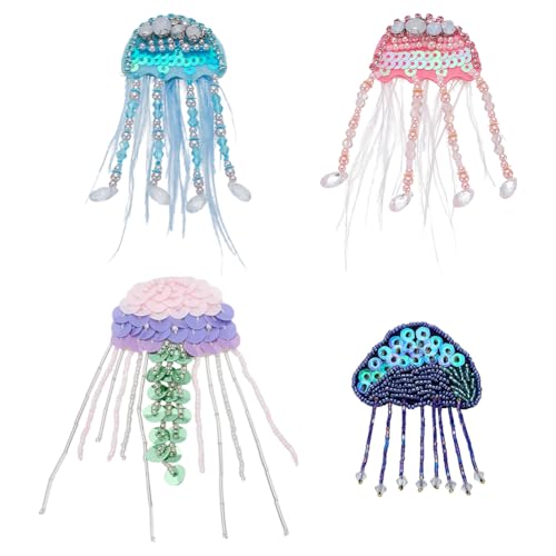 FINGERINSPIRE 4 Stück Quallen Perlenaufnäher 4 Stile Quallenform Perlen Pailletten Zum Aufnähen Handgefertigte Perlenquasten Aufnäher Applikation Für Kleidung Taschen Jeans Jacken Kleiderdekorationen FINGERINSPIRE 4 Stück Quallen Perlenaufnäher 4 Stile Quallenform Perlen Pailletten Zum Aufnähen Handgefertigte Perlenquasten Aufnäher Applikation Für Kleidung Taschen Jeans Jacken Kleiderdekorationen von FINGERINSPIRE