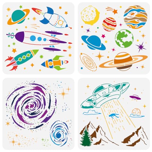 FINGERINSPIRE 4 Stück Raketen Malschablone 30x30 cm Wiederverwendbare Weltraum Planeten Zeichenvorlage DIY Galaxie Schwarzes Loch UFO Schablone Zum Malen Auf Holz Wand Stoff Möbeln FINGERINSPIRE 4 Stück Raketen Malschablone 30x30 cm Wiederverwendbare Weltraum Planeten Zeichenvorlage DIY Galaxie Schwarzes Loch UFO Schablone Zum Malen Auf Holz Wand Stoff Möbeln von FINGERINSPIRE