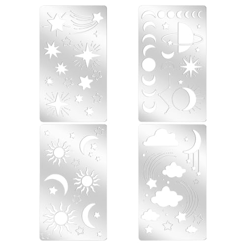FINGERINSPIRE 4 Stück Stanzschablonen im Universumsmotiv, Metallschablonen (Sonne, Mond, Sterne, Wolken, Edelstahl, Prägewerkzeug, Stanzformen für Scrapbooking FINGERINSPIRE 4 Stück Stanzschablonen im Universumsmotiv, Metallschablonen (Sonne, Mond, Sterne, Wolken, Edelstahl, Prägewerkzeug, Stanzformen für Scrapbooking von FINGERINSPIRE