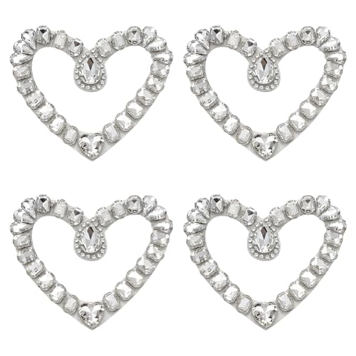 FINGERINSPIRE 4 Stück Transparente Strass Applikationen In Herzform Zum Aufnähen 7.9x9.1cm Herz Bastelperlen Filzapplikationen Mit Glas Für Kostümzubehör Basteldekoration von FINGERINSPIRE