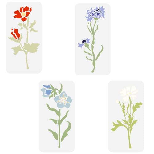 FINGERINSPIRE 4 Stück Vintage Blumenschablonen Zum Malen 30x15 cm Wiederverwendbare Große Wildblumen Schablone Kornblumen Blumenmuster Pflanzenthema Vorlage Für Wand Holzmöbel Heimwerker Dekoration FINGERINSPIRE 4 Stück Vintage Blumenschablonen Zum Malen 30x15 cm Wiederverwendbare Große Wildblumen Schablone Kornblumen Blumenmuster Pflanzenthema Vorlage Für Wand Holzmöbel Heimwerker Dekoration von FINGERINSPIRE