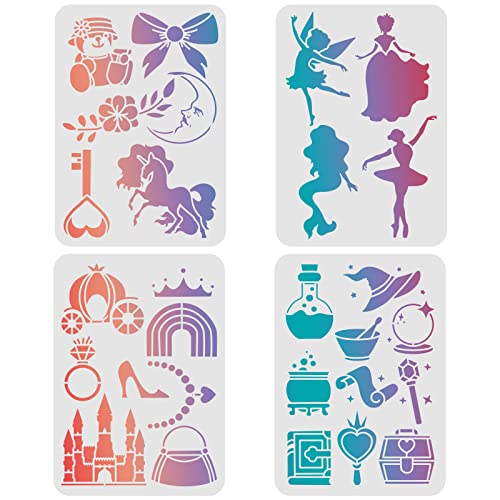 FINGERINSPIRE 4 Stück FantasySchablonen 29,7x21cm Einhörner Burgen Malschablonen magische Prinzessin Blumenmuster Wiederverwendbare Schablonen zum Malen auf Holz, Wand und Fliesen FINGERINSPIRE 4 Stück FantasySchablonen 29,7x21cm Einhörner Burgen Malschablonen magische Prinzessin Blumenmuster Wiederverwendbare Schablonen zum Malen auf Holz, Wand und Fliesen von FINGERINSPIRE