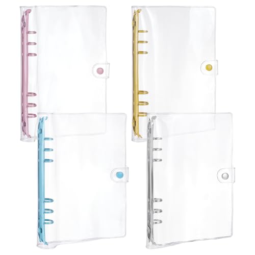 FINGERINSPIRE 4 x A5 transparente weiche PVC-Einband mit 6 Ringen, 4 Farben, weicher Notizbuch-Planer, Ordner, PVC-Einband, 6-Loch-Ordner, Notizbucheinband, nachfüllbare Ringbücher, Ordner zum Schutz FINGERINSPIRE 4 x A5 transparente weiche PVC-Einband mit 6 Ringen, 4 Farben, weicher Notizbuch-Planer, Ordner, PVC-Einband, 6-Loch-Ordner, Notizbucheinband, nachfüllbare Ringbücher, Ordner zum Schutz von FINGERINSPIRE