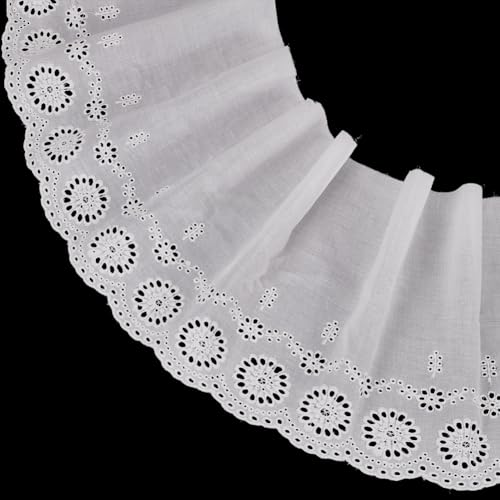 FINGERINSPIRE 4.5 m Bestickte Ösenspitzenborte Aus Baumwolle 208mm Breit Weißes Ösenspitzenband Gewellter Rand Floraler Spitzenbesatz Bestickte Baumwollspitze Für Lolita Kostüm Kleid Haustierkleidung FINGERINSPIRE 4.5 m Bestickte Ösenspitzenborte Aus Baumwolle 208mm Breit Weißes Ösenspitzenband Gewellter Rand Floraler Spitzenbesatz Bestickte Baumwollspitze Für Lolita Kostüm Kleid Haustierkleidung von FINGERINSPIRE