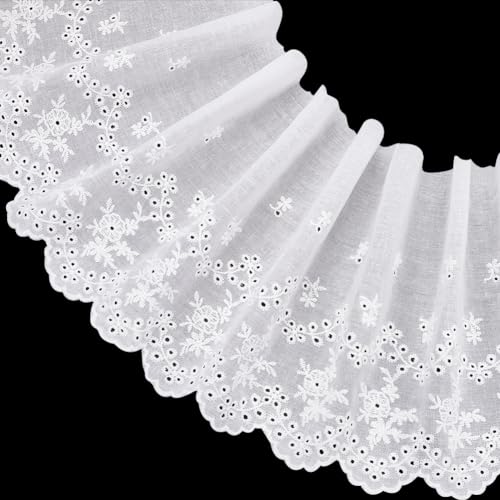 FINGERINSPIRE 4.5 m Weißes Baumwoll Spitzenband 200~210 mm Breit Baumwolle Bestickter Spitzenbesatz Gewellter Rand Blumenmuster Spitzenbesatz Für Herstellen von Kleidung Nähen Ornament Zubehör FINGERINSPIRE 4.5 m Weißes Baumwoll Spitzenband 200~210 mm Breit Baumwolle Bestickter Spitzenbesatz Gewellter Rand Blumenmuster Spitzenbesatz Für Herstellen von Kleidung Nähen Ornament Zubehör von FINGERINSPIRE