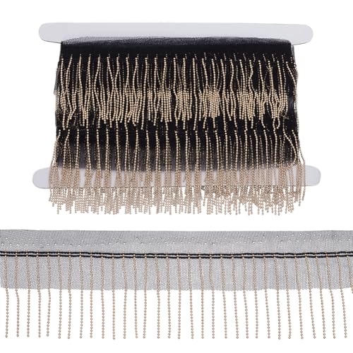 FINGERINSPIRE 4.57 m Schwarze Fransenbesatz Nähperlen Quastenkette 70mm Breit Nähperlen Spitzenband Goldfarbene Messingperlen Quastenkettenbänder Für Kleidungszubehör DIY Basteldekoration FINGERINSPIRE 4.57 m Schwarze Fransenbesatz Nähperlen Quastenkette 70mm Breit Nähperlen Spitzenband Goldfarbene Messingperlen Quastenkettenbänder Für Kleidungszubehör DIY Basteldekoration von FINGERINSPIRE