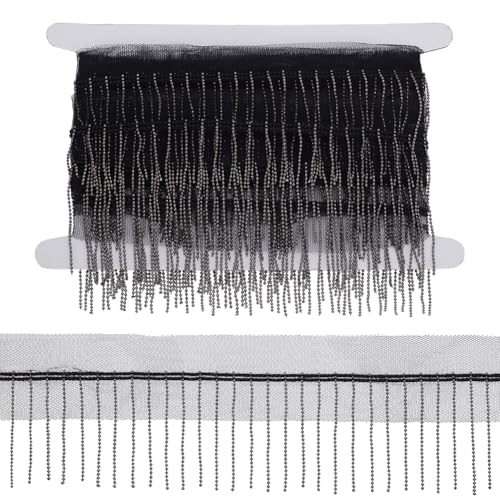 FINGERINSPIRE 4.57 m Schwarze Fransenbesatz Nähperlen Quastenkette 70mm Breit Nähperlen Spitzenband Rotguss Ton Messingperlen Quastenkettenbänder Für Kleidungszubehör DIY Basteldekoration FINGERINSPIRE 4.57 m Schwarze Fransenbesatz Nähperlen Quastenkette 70mm Breit Nähperlen Spitzenband Rotguss Ton Messingperlen Quastenkettenbänder Für Kleidungszubehör DIY Basteldekoration von FINGERINSPIRE