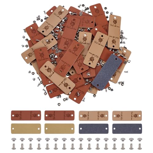 FINGERINSPIRE 40 Set PU Lederetiketten Handgefertigte Anhänger Mit Nieten 56.5mm Beige/Schokolade PU Leder Kleidungsetiketten Mit Loch Rechteckige Form Handgefertigte Lederanhänger Zum Nähen DIY FINGERINSPIRE 40 Set PU Lederetiketten Handgefertigte Anhänger Mit Nieten 56.5mm Beige/Schokolade PU Leder Kleidungsetiketten Mit Loch Rechteckige Form Handgefertigte Lederanhänger Zum Nähen DIY von FINGERINSPIRE