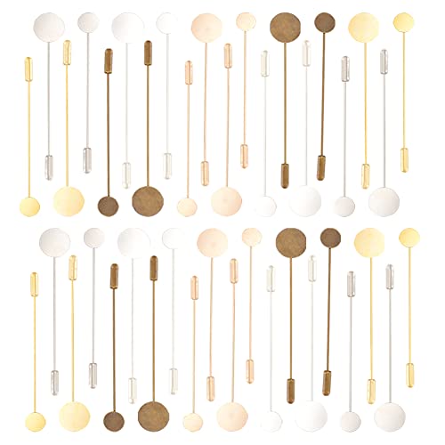 FINGERINSPIRE 40 Stück 5 Farben Rund Brosche Pin Stick Messing Sicherheitsnadeln Anstecknadeln 10mm & 15mm Tablett Brosche Nadel Anzug Krawatte Hut Schal Abzeichen Für Modeschmuckherstellung Zubehör von FINGERINSPIRE