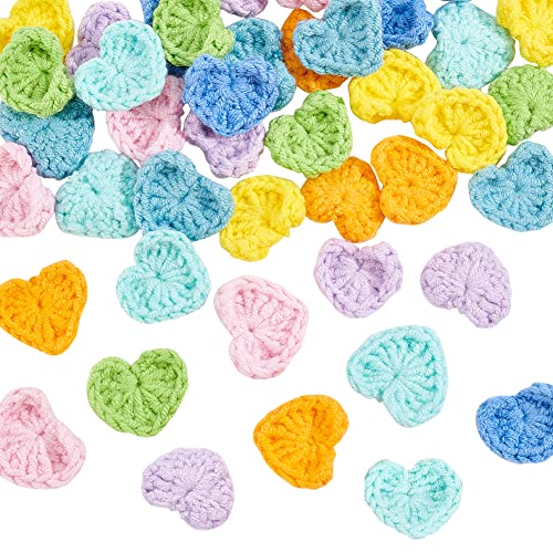 FINGERINSPIRE 40 Stück Crochet Heart Applique 8 Farben Wool Knitting Heart Patches Handicraft Stricken Ornament für DIY Kostüm, Hut, Tasche, Ohrringe oder Haarschmuck von FINGERINSPIRE