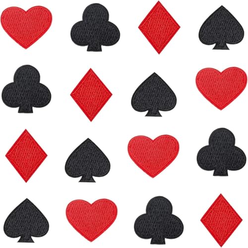 FINGERINSPIRE 40 Stück Selbstklebende Spielkarten-Aufnäher zum Aufnähen von Poker Applikationen Aufnäher Pik/rote Diamanten/Schwarze Keule/rotes Herz computergesteuerte Stickerei Las Vegas FINGERINSPIRE 40 Stück Selbstklebende Spielkarten-Aufnäher zum Aufnähen von Poker Applikationen Aufnäher Pik/rote Diamanten/Schwarze Keule/rotes Herz computergesteuerte Stickerei Las Vegas von FINGERINSPIRE