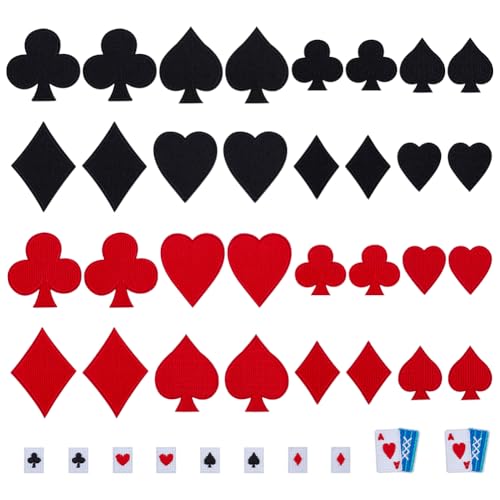 FINGERINSPIRE 42 Stück Spielkarten Patch Poker Stoff Applikation Schwarze Und Rote Pik Würfel Herz Poker Applikationen Filz Stickerei Applikationen Für Kleidung Kleid Hut Hose Schuhe Vorhang von FINGERINSPIRE
