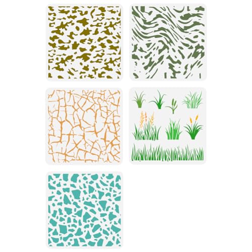 FINGERINSPIRE 5 Stück Camouflage Malschablonen 30x30 cm Wiederverwendbare Camouflage Mustervorlagen Kunststoff PET Grasriss Schablonen Zum Malen Tägliche Themenvorlagen Für Wand Möbel Bodendekor FINGERINSPIRE 5 Stück Camouflage Malschablonen 30x30 cm Wiederverwendbare Camouflage Mustervorlagen Kunststoff PET Grasriss Schablonen Zum Malen Tägliche Themenvorlagen Für Wand Möbel Bodendekor von FINGERINSPIRE