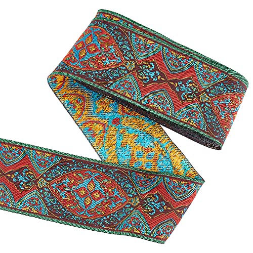 FINGERINSPIRE 5 m Jacquard Band 50 mm Breit Vintage Blumenstickerei Mit Blattmustern Dunkelrot Polycotton Boho Bestickter Bortenstoff Zum Nähen Basteln Heimdekoration FINGERINSPIRE 5 m Jacquard Band 50 mm Breit Vintage Blumenstickerei Mit Blattmustern Dunkelrot Polycotton Boho Bestickter Bortenstoff Zum Nähen Basteln Heimdekoration von FINGERINSPIRE