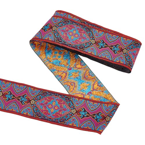 FINGERINSPIRE 5 m Jacquard Bandbesatz 50mm Breit Vintage Blumenstickereiband Mit Blattmustern Boho Bestickter Gewebter Besatz Stoffbänder Zum Nähen Basteln Heimdekoration Geschenkverpackung von FINGERINSPIRE