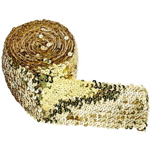FINGERINSPIRE 5m Paillettenbesatz elastisches Paillettenband Flache Pailletten Pailletten-Spitzenbesatz 75mm Gold-Metallic-Stretchbesatz Paillettenbesatz zum Nähen von Kleiderstirnbändern FINGERINSPIRE 5m Paillettenbesatz elastisches Paillettenband Flache Pailletten Pailletten-Spitzenbesatz 75mm Gold-Metallic-Stretchbesatz Paillettenbesatz zum Nähen von Kleiderstirnbändern von FINGERINSPIRE