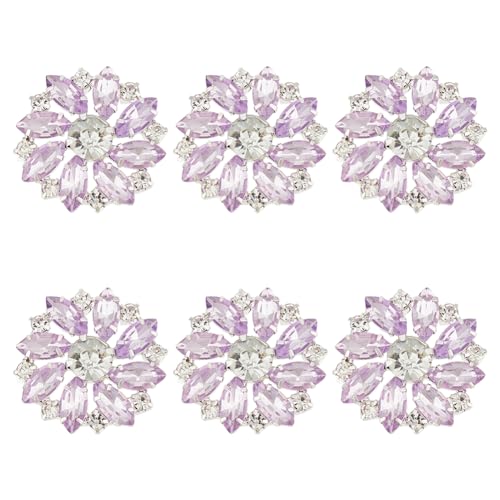 FINGERINSPIRE 6 PCS glänzende Blume Strass Knöpfe 26mm Messing Strass Schaft Knöpfe Pflaume Kristall Verzierungen nähen auf Knöpfe mit 1 Loch Schmuck Dekorationen für Hochzeit Kleidung DIY von FINGERINSPIRE