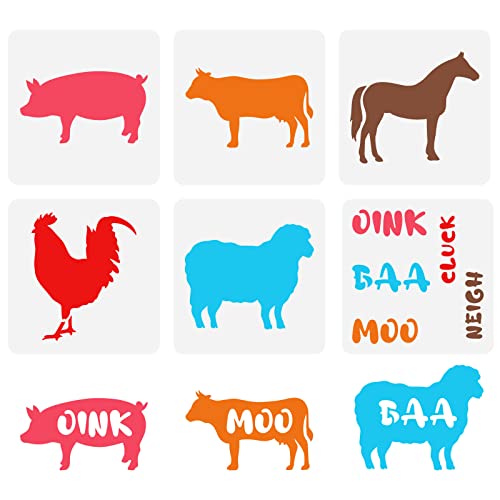 FINGERINSPIRE 6 Stück Farm Animal Schablone 15x15cm Aushöhlen Schwein Kuh Pferd Hahn Schaf Malschablone Mit Worten, Wiederverwendbare Bauernhaus Schablone Für DIY Sammelalbum, Holzschilder, Möbel FINGERINSPIRE 6 Stück Farm Animal Schablone 15x15cm Aushöhlen Schwein Kuh Pferd Hahn Schaf Malschablone Mit Worten, Wiederverwendbare Bauernhaus Schablone Für DIY Sammelalbum, Holzschilder, Möbel von FINGERINSPIRE