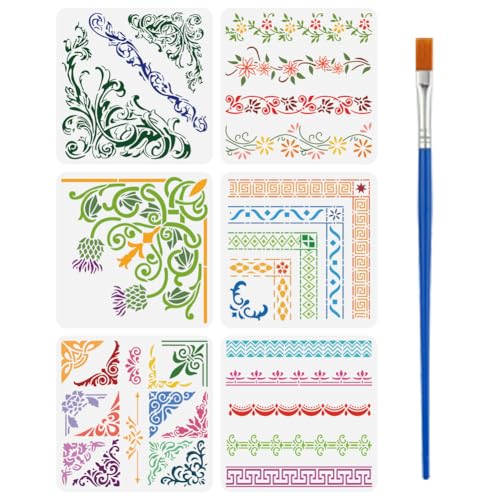 FINGERINSPIRE 6 Stück Große Schablone Für Bordürenecken 30x30cm Florale Bordürenecken Malschablonen Vintage Damast Bordürenzeichnung Große Schablonen Geometrische Bordürenvorlagen Für Wandmöbel FINGERINSPIRE 6 Stück Große Schablone Für Bordürenecken 30x30cm Florale Bordürenecken Malschablonen Vintage Damast Bordürenzeichnung Große Schablonen Geometrische Bordürenvorlagen Für Wandmöbel von FINGERINSPIRE