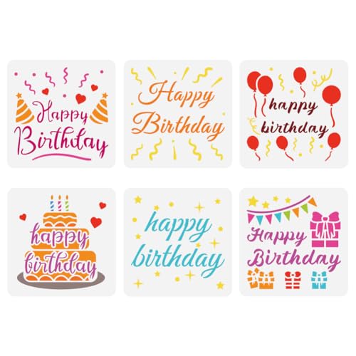 FINGERINSPIRE 6 Stück Happy Birthday Malschablone 15x15 cm Geburtstagskuchen Schablone Geburtstagsballons Schablone Geburtstagsthema Wiederverwendbare Schablone Für Grußkarten Scrapbook Dekoration FINGERINSPIRE 6 Stück Happy Birthday Malschablone 15x15 cm Geburtstagskuchen Schablone Geburtstagsballons Schablone Geburtstagsthema Wiederverwendbare Schablone Für Grußkarten Scrapbook Dekoration von FINGERINSPIRE
