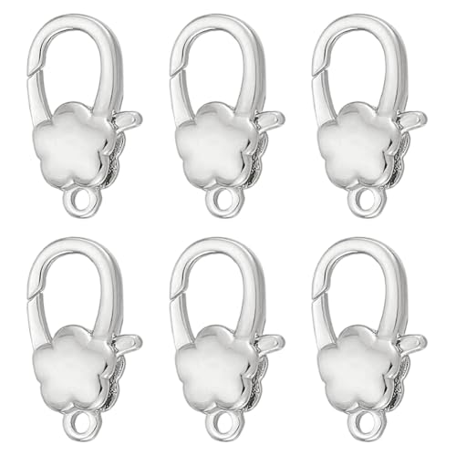 FINGERINSPIRE 6 Stück Karabinerverschlüsse Aus Messing 7.5x14mm Schmuckverschlüsse In Blumenform In Platin Farbe Sicherer Verschluss Für Halsketten Armbänder Und Bastelarbeiten (Mit Aufbewahrungsbox) von FINGERINSPIRE