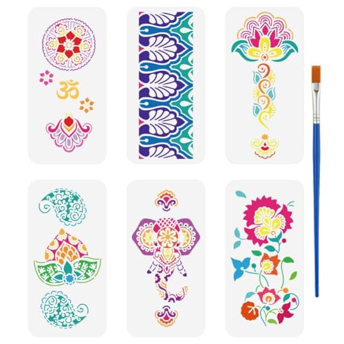 FINGERINSPIRE 6 Stück Schablone Mit Indischem Muster Und Pinsel 30x15cm Schablone Mit Indischem Gott Indische Blumenmalerei Schablone Zeichenschablone Mit Indischem Blumenthema Für Wandfliesen FINGERINSPIRE 6 Stück Schablone Mit Indischem Muster Und Pinsel 30x15cm Schablone Mit Indischem Gott Indische Blumenmalerei Schablone Zeichenschablone Mit Indischem Blumenthema Für Wandfliesen von FINGERINSPIRE