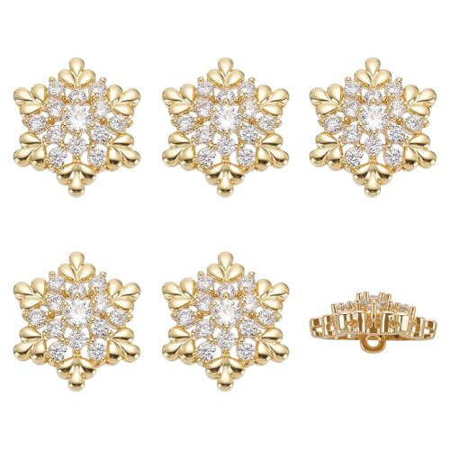 FINGERINSPIRE 6 Stück Schneeflocken Zirkonia Knöpfe Mit Loch 14x16mm Dekorative Klare Zirkonia Schneeflockenknöpfe Ausgehöhlte Goldene Messing Rückseitendekoration Zum Nähen Basteln Kleidungszubehör FINGERINSPIRE 6 Stück Schneeflocken Zirkonia Knöpfe Mit Loch 14x16mm Dekorative Klare Zirkonia Schneeflockenknöpfe Ausgehöhlte Goldene Messing Rückseitendekoration Zum Nähen Basteln Kleidungszubehör von FINGERINSPIRE