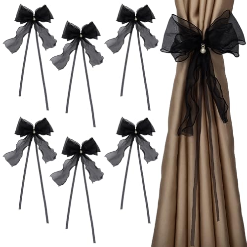 FINGERINSPIRE 6 Stück Vorhang Raffhalter Mit Schleife Und Nadel Schwarze Vorhangbänder Mit Schleife Und PVC Imitationsperlen Spitzenband Schleifenriemen Vorhanghalter Bindeseil Heimdekoration FINGERINSPIRE 6 Stück Vorhang Raffhalter Mit Schleife Und Nadel Schwarze Vorhangbänder Mit Schleife Und PVC Imitationsperlen Spitzenband Schleifenriemen Vorhanghalter Bindeseil Heimdekoration von FINGERINSPIRE
