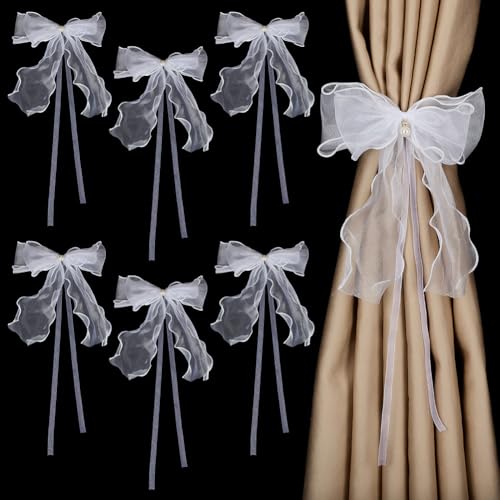 FINGERINSPIRE 6 Stück Vorhang Raffhalter Mit Schleife Und Nadel Weiße Vorhangbänder Mit Schleife Und PVC Imitationsperlen Spitzenband Schleifenriemen Vorhanghalter Bindeseil Heimdekoration FINGERINSPIRE 6 Stück Vorhang Raffhalter Mit Schleife Und Nadel Weiße Vorhangbänder Mit Schleife Und PVC Imitationsperlen Spitzenband Schleifenriemen Vorhanghalter Bindeseil Heimdekoration von FINGERINSPIRE