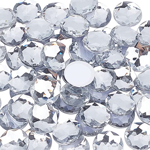 FINGERINSPIRE 60 Stück 20 mm flache Rückseite runde Acryl-Strasssteine mit Behälter, klare, selbstklebende Kristallkreise, Edelsteine, funkelnde Kunststoffaufkleber für Kostüme, Cosplay, Juwelen, von FINGERINSPIRE