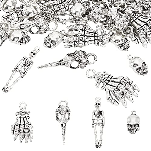 FINGERINSPIRE 60 Stück 4 Stile Metallskelett Schädel Handklauen Charme Vogelkopf Skelett Anhänger Legierung Krähe Rabenschädel Charms Tibetischen Stil Anhänger Für Schlüsselanhänger Halskette Armband FINGERINSPIRE 60 Stück 4 Stile Metallskelett Schädel Handklauen Charme Vogelkopf Skelett Anhänger Legierung Krähe Rabenschädel Charms Tibetischen Stil Anhänger Für Schlüsselanhänger Halskette Armband von FINGERINSPIRE
