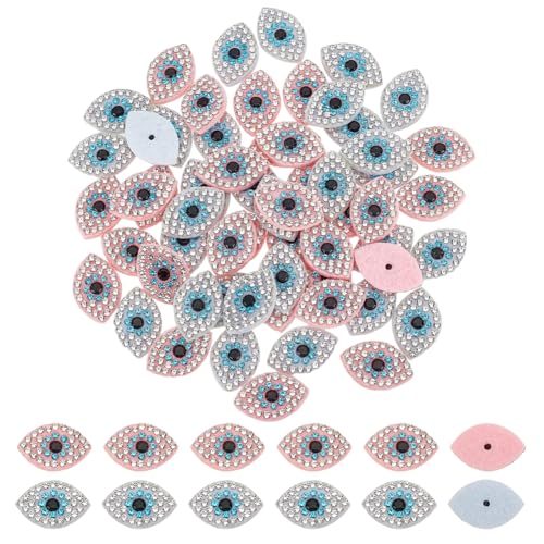 FINGERINSPIRE 60 Stück Aufnäher Mit Bösem Blick Rosa/Weiß Rauchfarben Vlies Augen Nähapplikationen Mit Strass Augen Stoffaufnäher Kostümzubehör Für Kleidung Reparaturtaschen Hosen DIY Augen Dekor von FINGERINSPIRE
