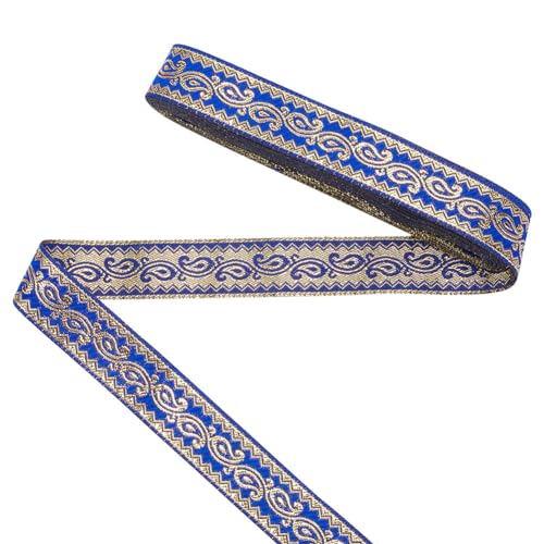 FINGERINSPIRE 7 m Paisley Jacquardband 20 mm Breit Blaue Unterseite Goldfarbener Jacquardbesatz Ethno Stil Stickerei Polyesterbänder Boho Jacquardband Bekleidungszubehör Zum Nähen FINGERINSPIRE 7 m Paisley Jacquardband 20 mm Breit Blaue Unterseite Goldfarbener Jacquardbesatz Ethno Stil Stickerei Polyesterbänder Boho Jacquardband Bekleidungszubehör Zum Nähen von FINGERINSPIRE